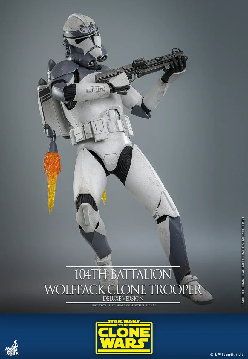 Figura de acción coleccionable de lujo a escala 1:6 de Star Wars: Soldado clon Wolfpack del 104.º Batallón