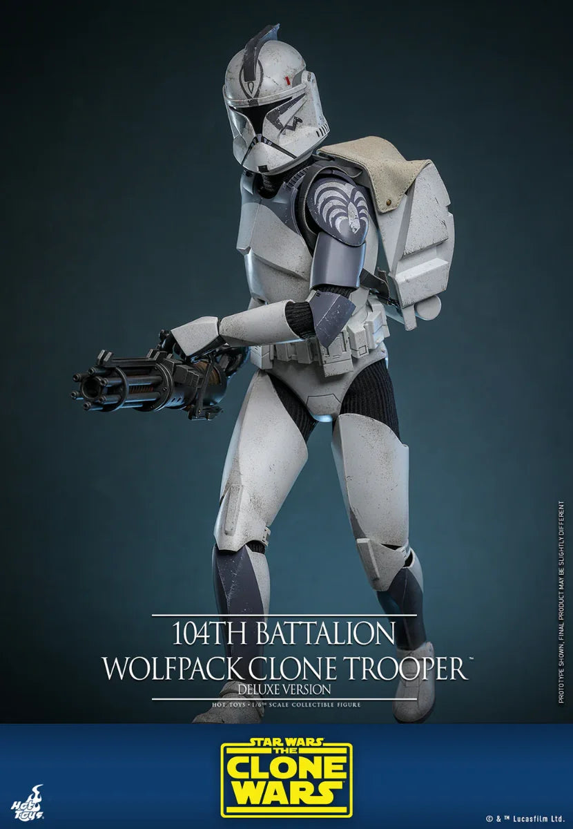 Figura de acción coleccionable de lujo a escala 1:6 de Star Wars: Soldado clon Wolfpack del 104.º Batallón