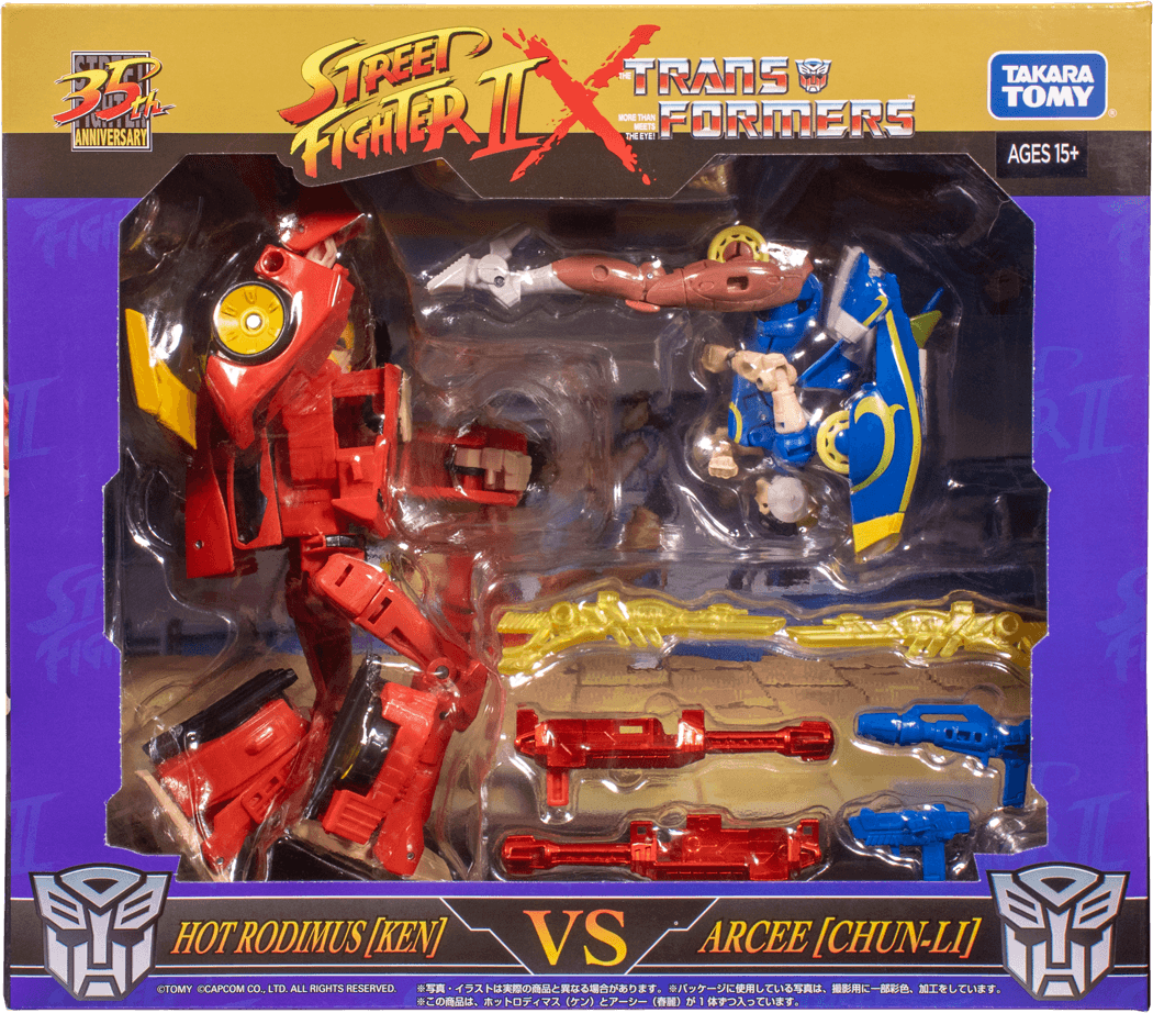 23905 Transformers Collaborative: Street Fighter 2 Mash-Up - Hot Rodimus (Ken) vs Archee (Chun Li) - Hasbro - Titan Pop Culture
