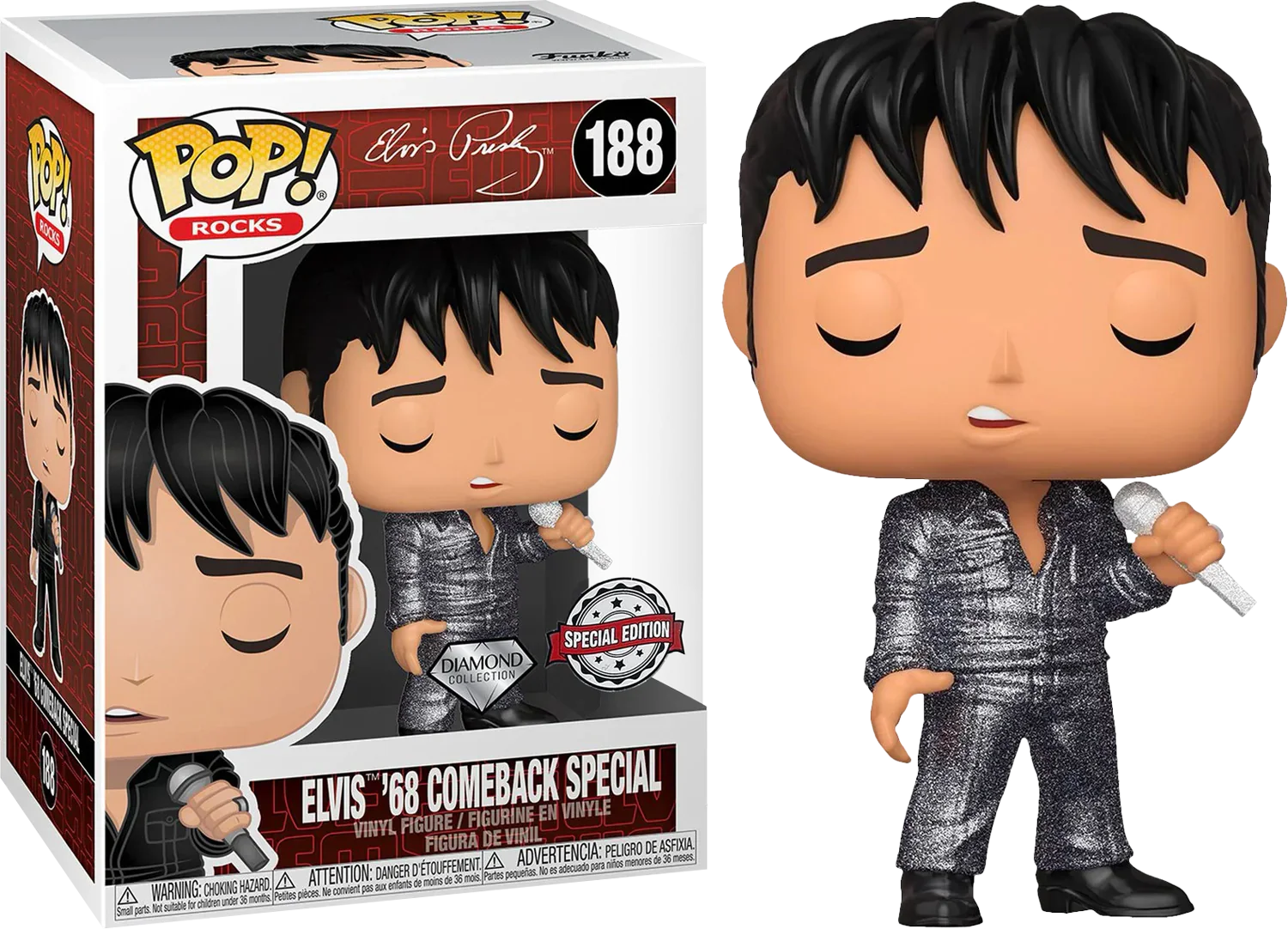FUN36650 Elvis - 68 Comeback Special Diamond Glitter US Exclusive Pop! Vinyl [RS] - Funko - Titan Pop Culture