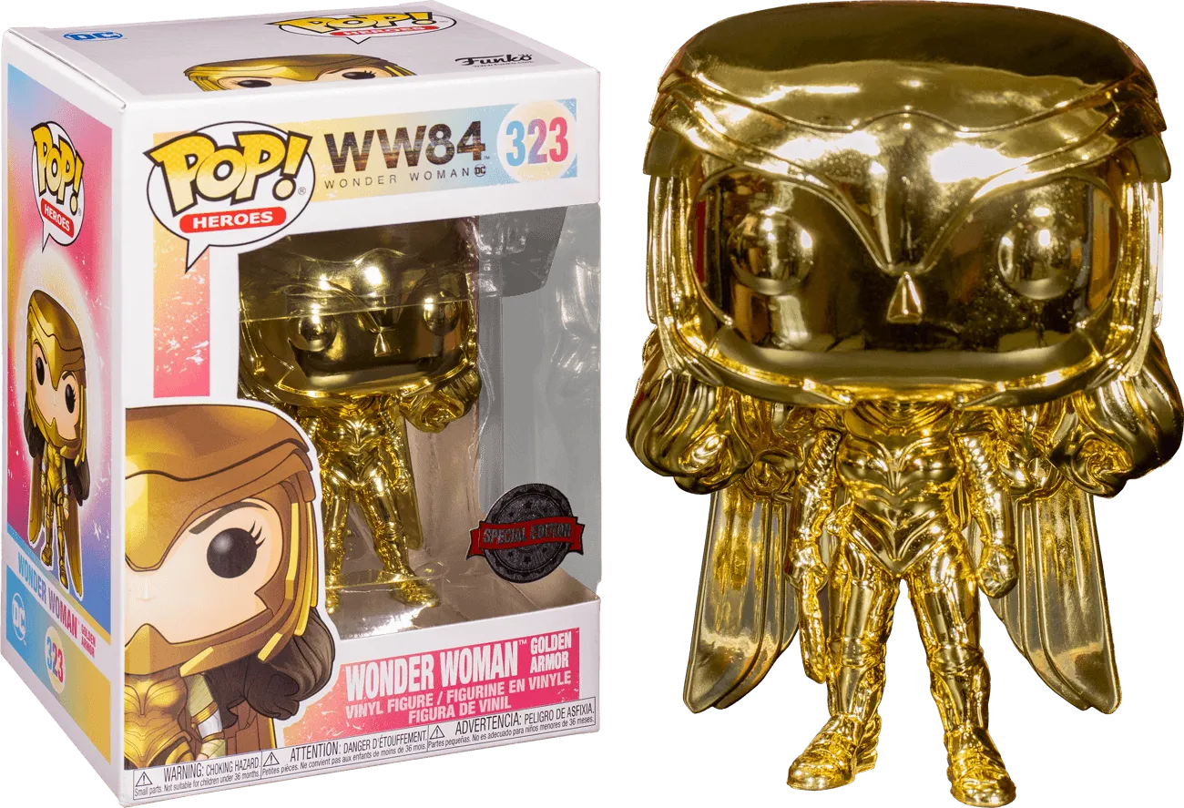FUN47372 Wonder Woman: 1984 - Wonder Woman Power Pose Gold Chrome US Exclusive Pop! Vinyl [RS] - Funko - Titan Pop Culture