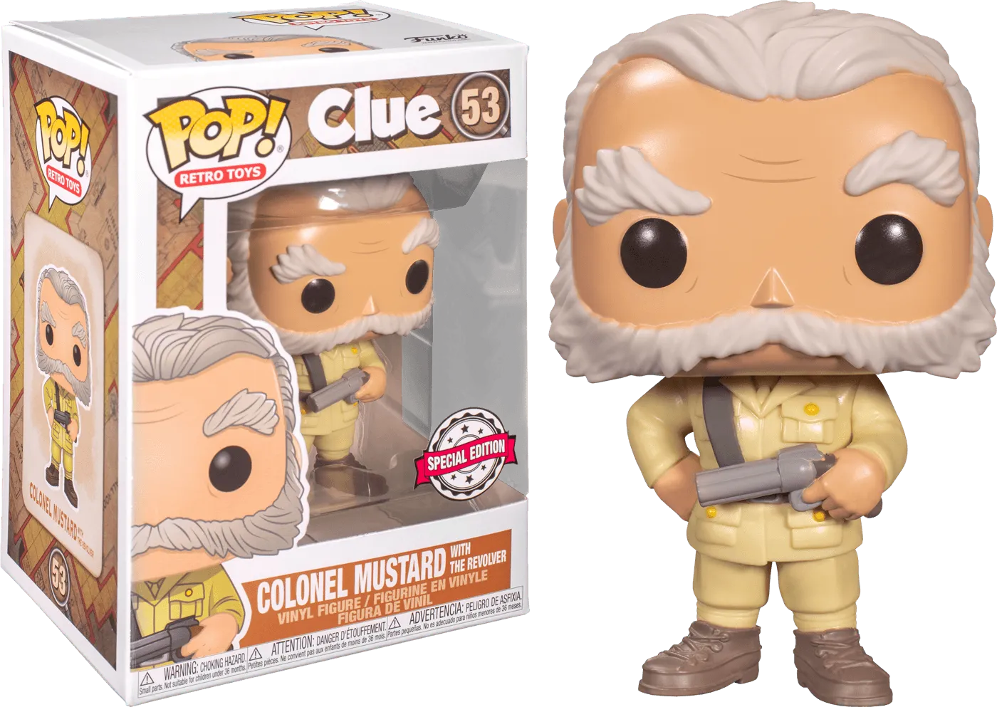 FUN51454 Clue - Colonel Mustard with Revolver US Exclusive Pop! Vinyl [RS] - Funko - Titan Pop Culture