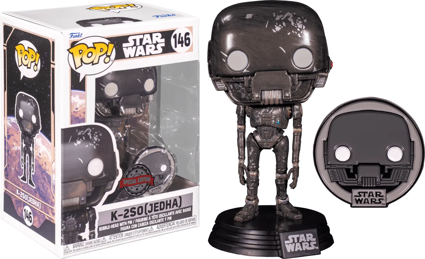 FUN55497 Star Wars: Across the Galaxy - K-2SO US Exclusive Pop! Vinyl with Pin [RS] - Funko - Titan Pop Culture