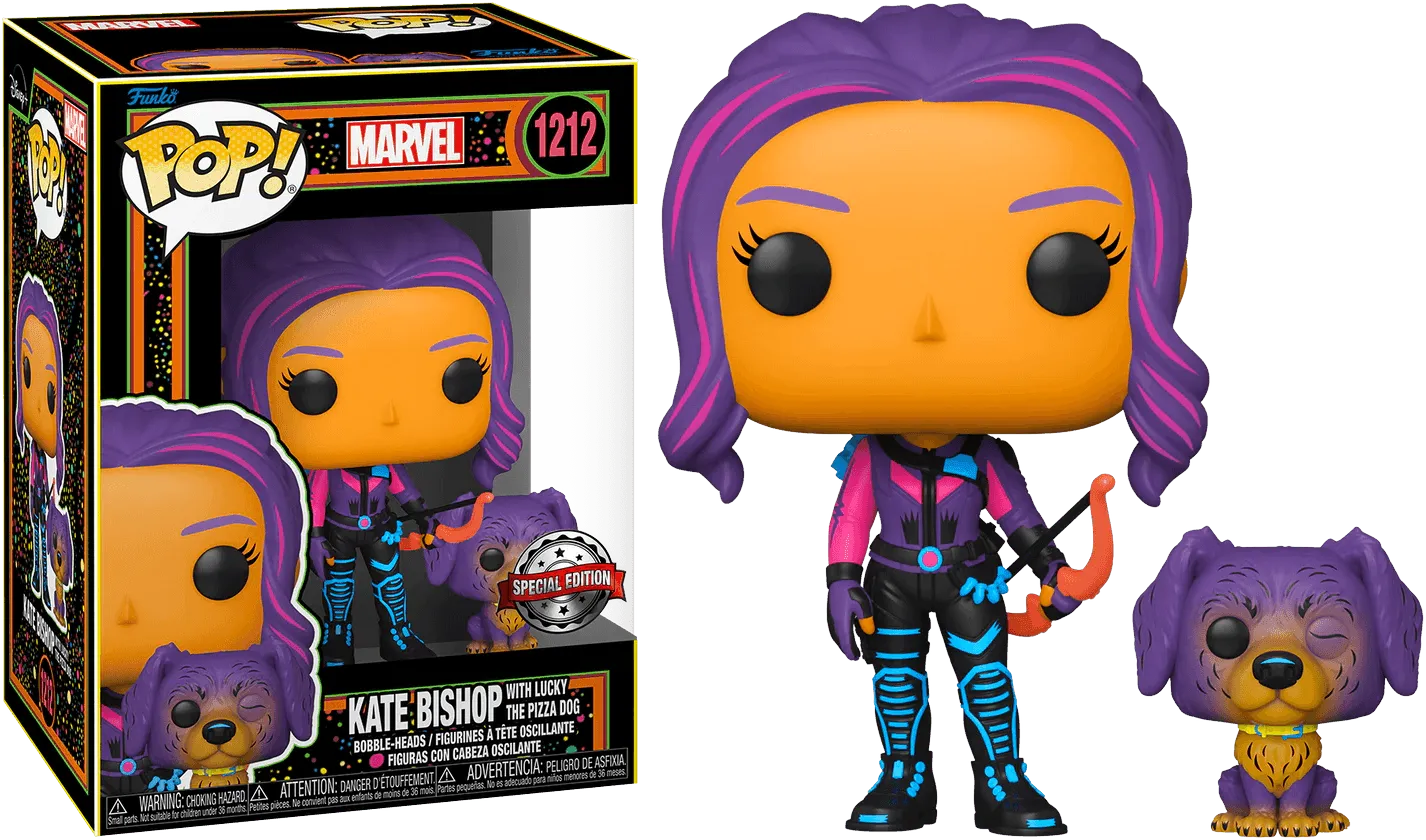 FUN62745 Hawkeye - Kate Bishop & Lucky Black Light US Exclusive Pop! Vinyl [RS] - Funko - Titan Pop Culture