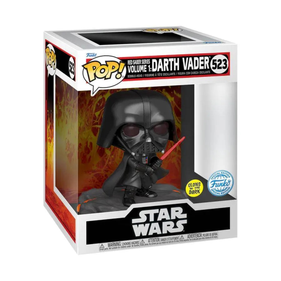 FUN63297 Star Wars - Red Saber Series Darth Vader Glow US Exclusive Deluxe Pop! Vinyl [RS] - Funko - Titan Pop Culture