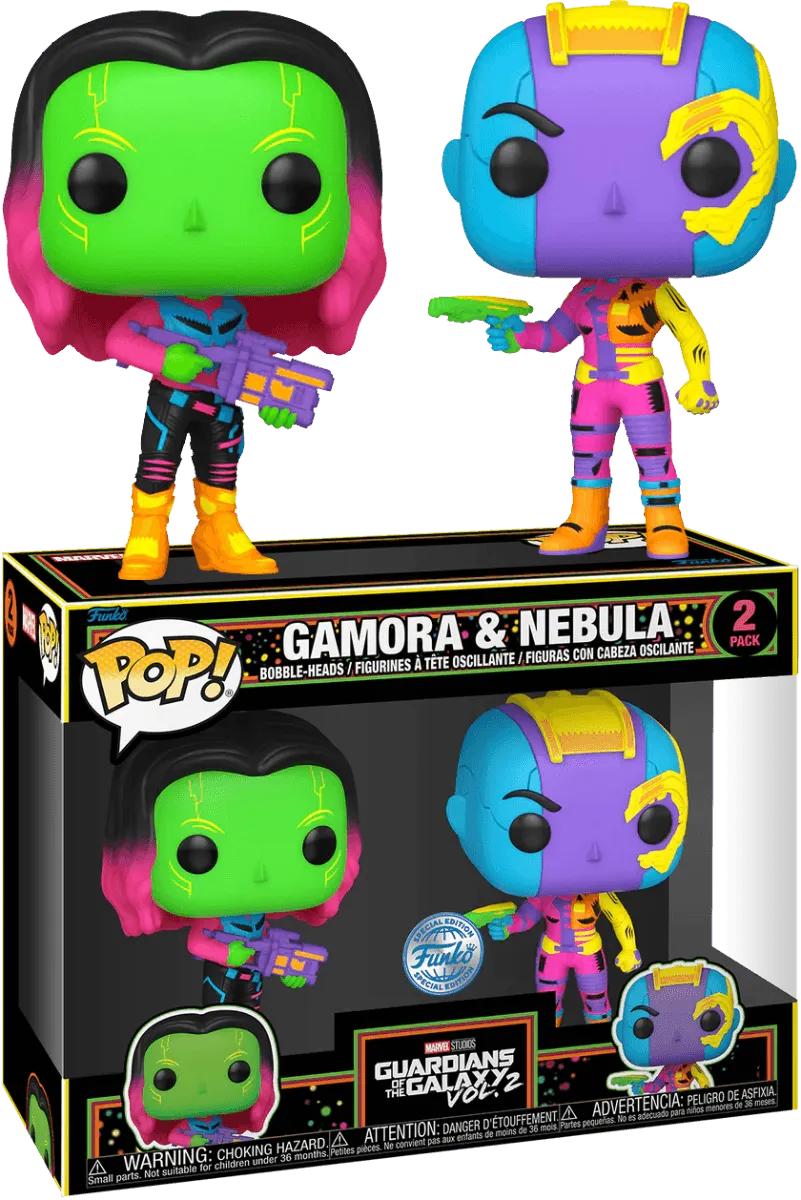 FUN66333 Marvel Comics - Gamora & Nebula Black Light US Exclusive Pop! 2-Pack [RS] - Funko - Titan Pop Culture