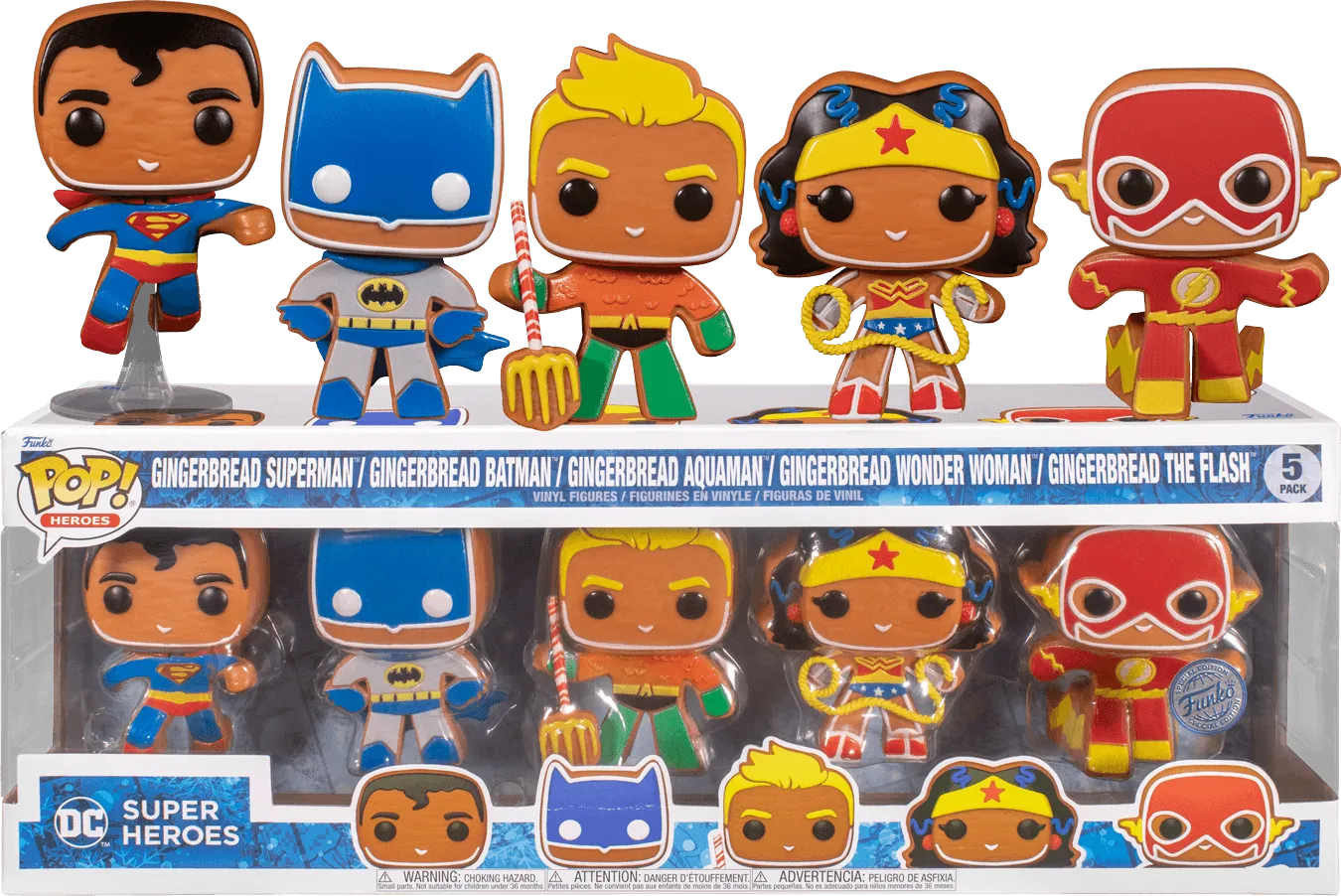 FUN66450 DC Comics - Gingerbread Heroes US Exclusive Pop! Vinyl 5-Pack [RS] - Funko - Titan Pop Culture