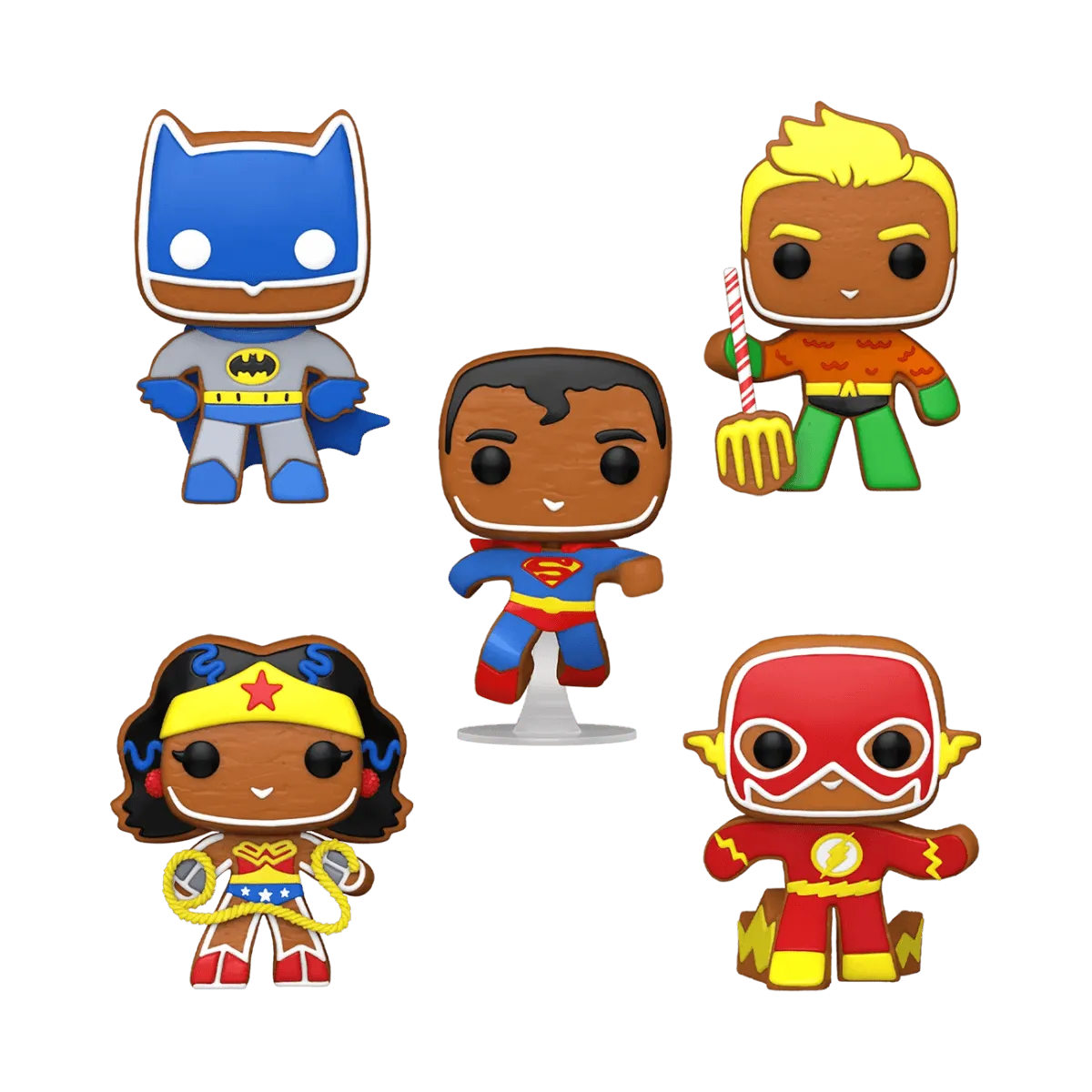 FUN66450 DC Comics - Gingerbread Heroes US Exclusive Pop! Vinyl 5-Pack [RS] - Funko - Titan Pop Culture