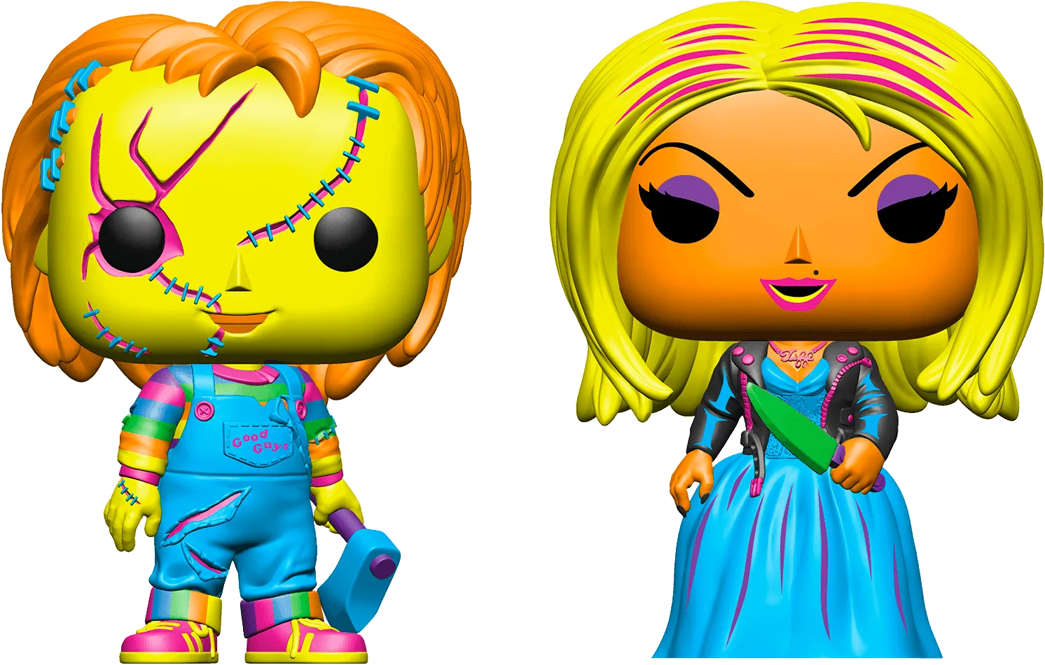FUN67714 Child's Play 4: Bride of Chucky - Chucky & Tiffany Black Light US Exclusive Pop! 2-Pack [RS] - Funko - Titan Pop Culture