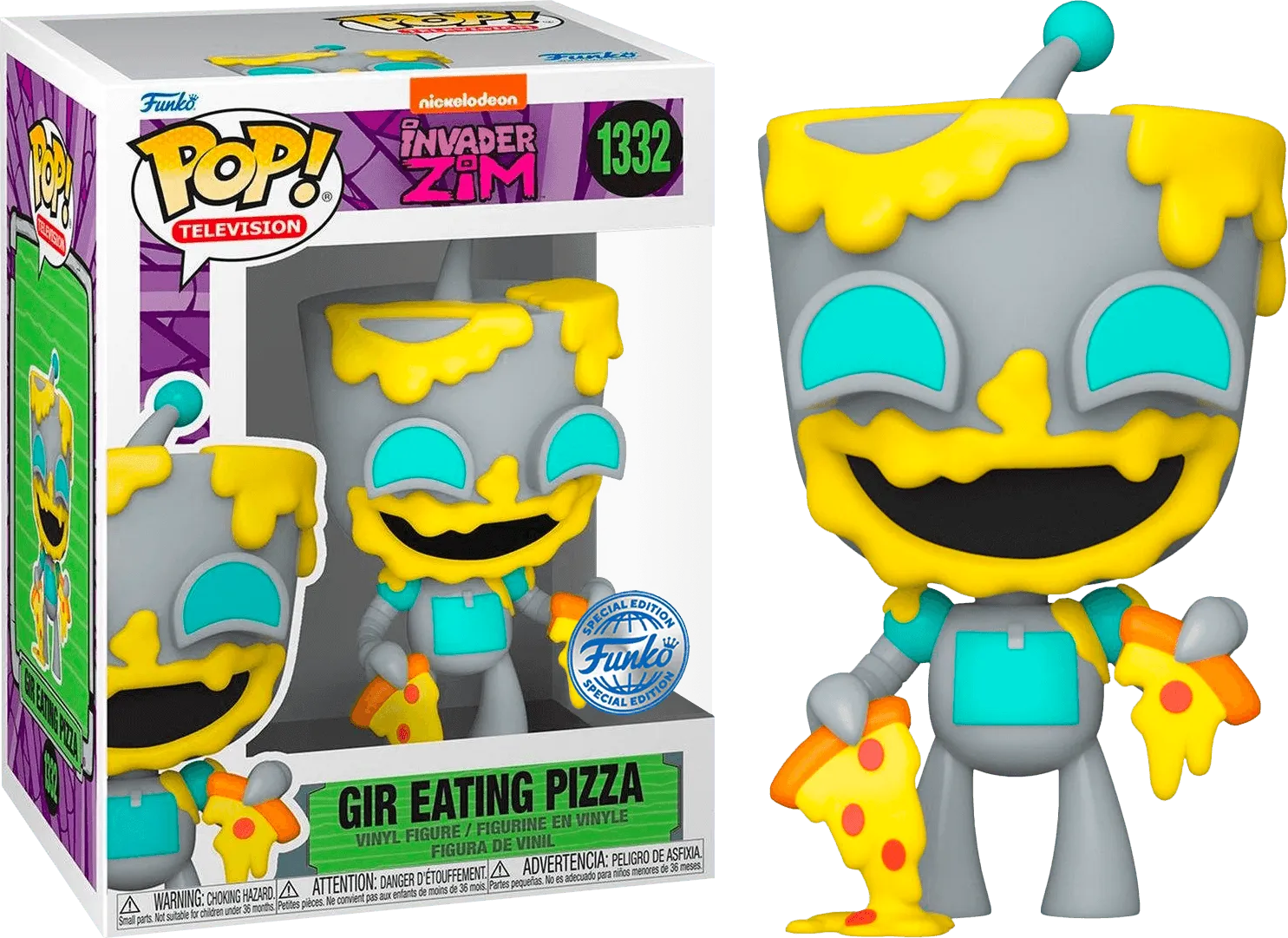 FUN68242 Invader Zim - GIR eating Pizza US Exclusive Pop! Vinyl [RS] - Funko - Titan Pop Culture