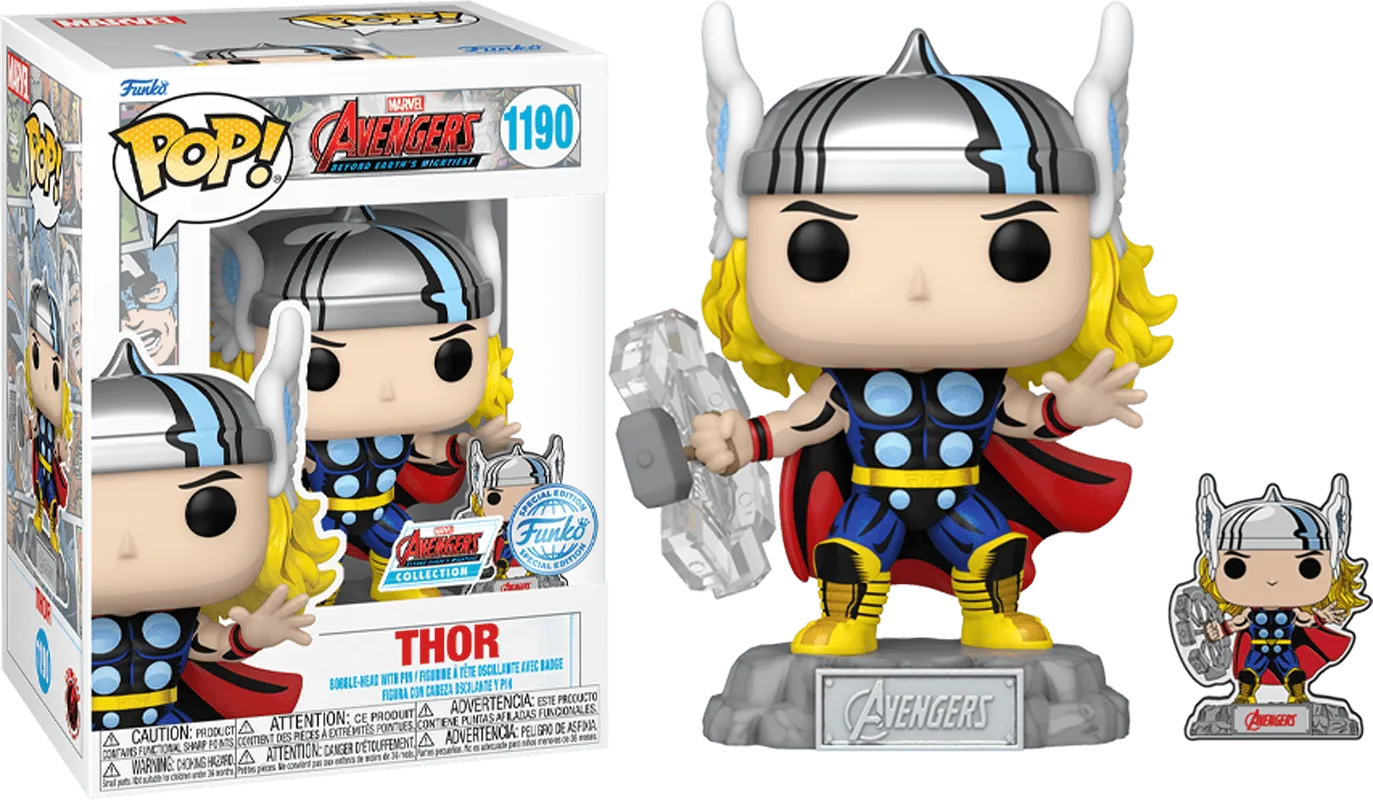 FUN69061 Marvel Comics - Thor Avengers 60th US Exclusive Pop! Vinyl with Pin [RS] - Funko - Titan Pop Culture