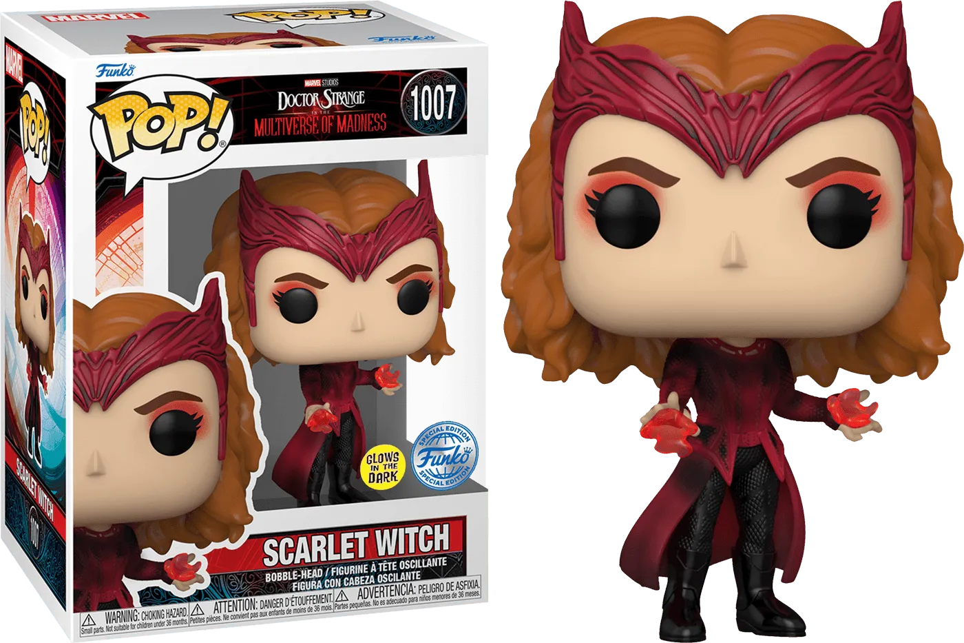 FUN69438 Doctor Strange 2: Multiverse of Madness - Scarlet Witch US Exclusive Glow Pop! Vinyl [RS] - Funko - Titan Pop Culture
