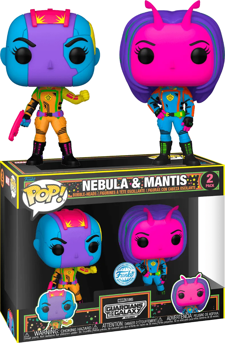 FUN71160 Guardians of the Galaxy: Vol 3 - Nebula & Mantis US Exclusive Blacklight Pop! 2-Pack [RS] - Funko - Titan Pop Culture