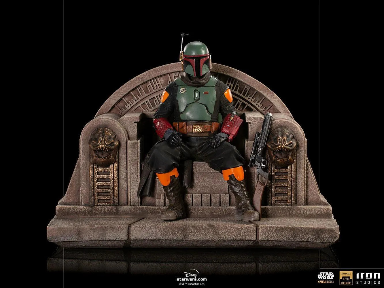 IRO28099 Star Wars: The Mandalorian - Boba Fett on Throne Deluxe 1:10 Scale Statue - Iron Studios - Titan Pop Culture