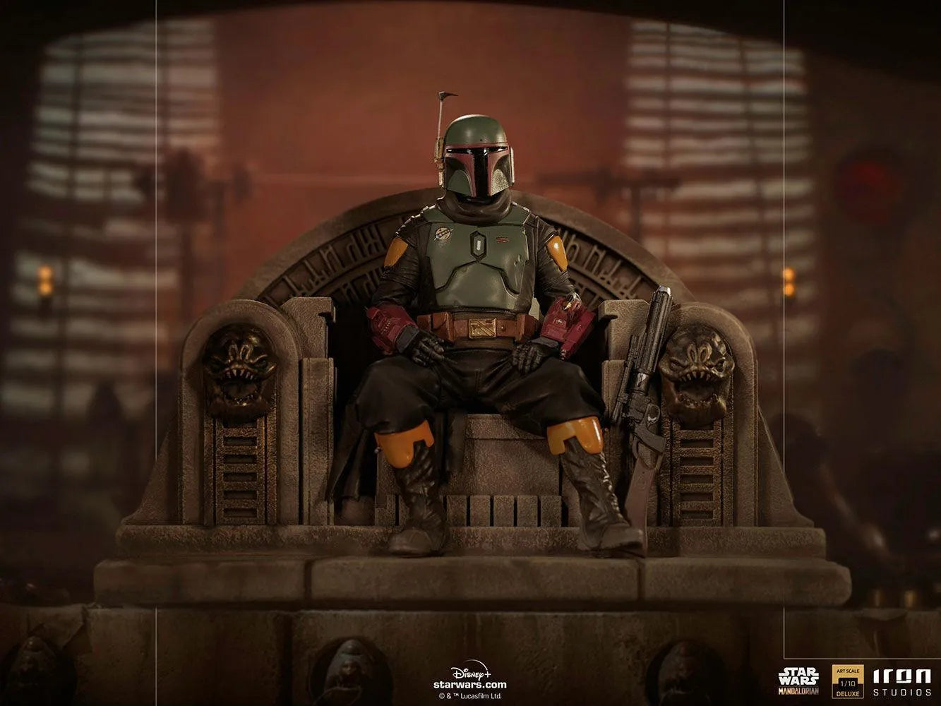 IRO28099 Star Wars: The Mandalorian - Boba Fett on Throne Deluxe 1:10 Scale Statue - Iron Studios - Titan Pop Culture