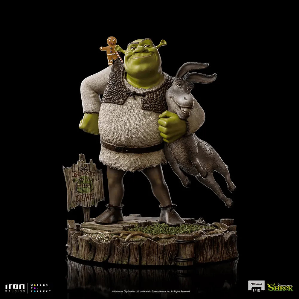IRO51963 Shrek - Shrek, Donkey & Gingerbread Man Deluxe 1:10 Scale Statue - Iron Studios - Titan Pop Culture