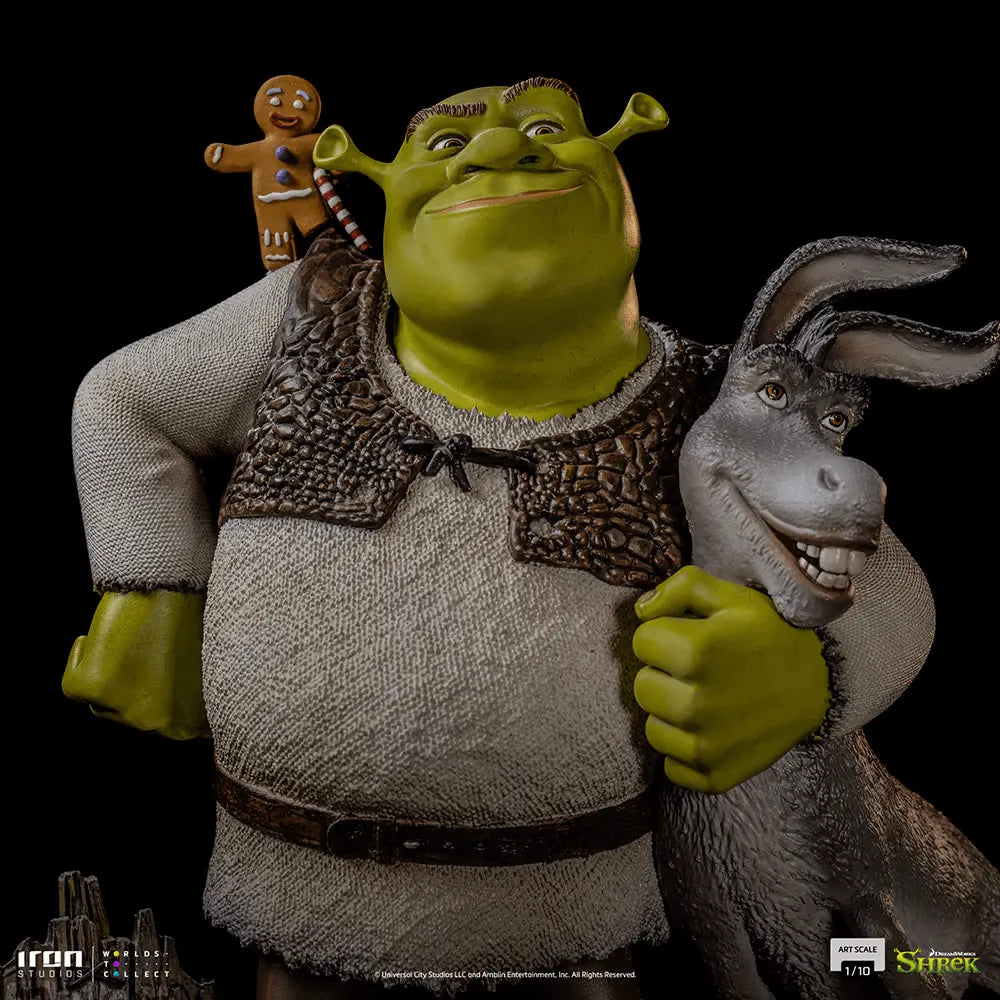 IRO51963 Shrek - Shrek, Donkey & Gingerbread Man Deluxe 1:10 Scale Statue - Iron Studios - Titan Pop Culture