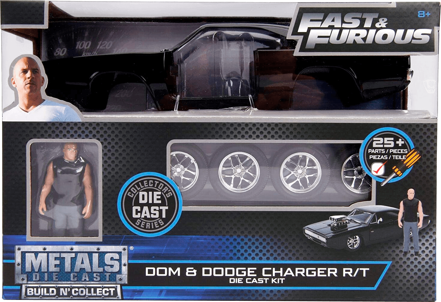 JAD30698 Fast and Furious - Dom's Dodge Charger with Dom 1:24 Scale Diecast Model Kit - Jada Toys - Titan Pop Culture