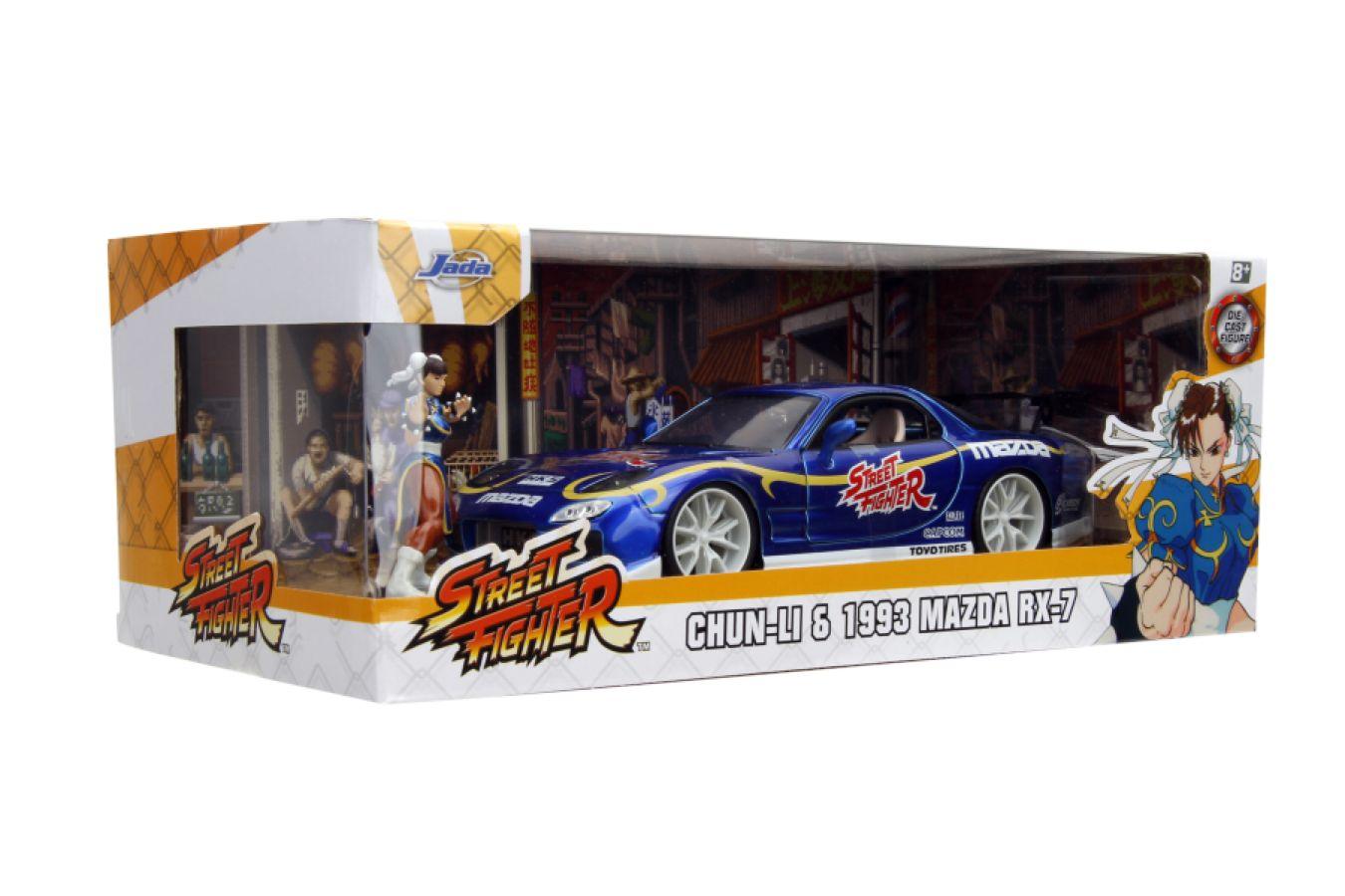 JAD30838 Street Fighter - Mazda RX-7 (1993) 1:24 Scale with Chun-Li Figure - Jada Toys - Titan Pop Culture