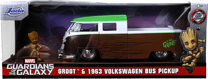 JAD31202 Marvel Comics - 1963 Volkswagon Bus with Groot 1:24 Scale Hollywood Ride - Jada Toys - Titan Pop Culture