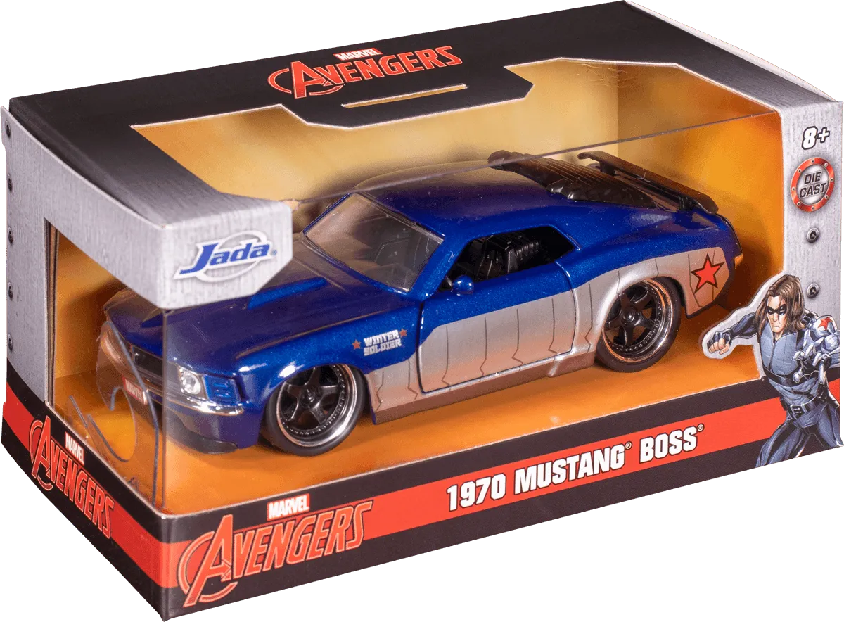 JAD31745 Marvel Comics - Winter Soldier 1970 Ford Mustang 1:32 Scale Hollywood Ride - Jada Toys - Titan Pop Culture