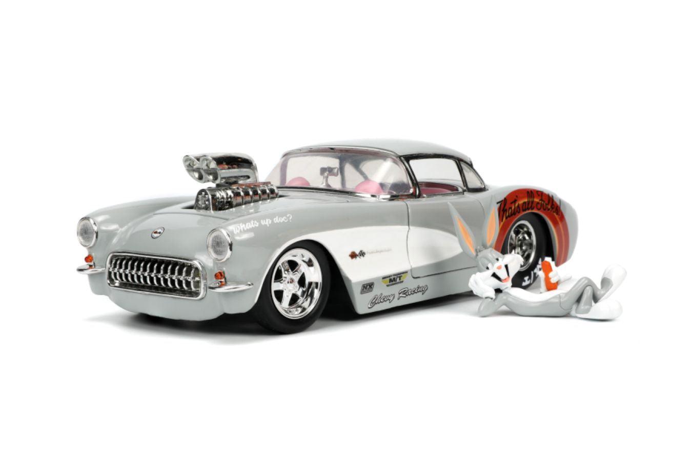 JAD32390 Looney Tunes - 57 Chevrolet Corvette with Bugs Bunny 1:24 Scale - Jada Toys - Titan Pop Culture