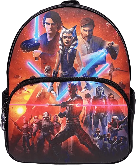 LOUSTBK0345 Star Wars: The Clone Wars - Lightsaber Glow US Exclusive Mini Backpack [RS] - Loungefly - Titan Pop Culture