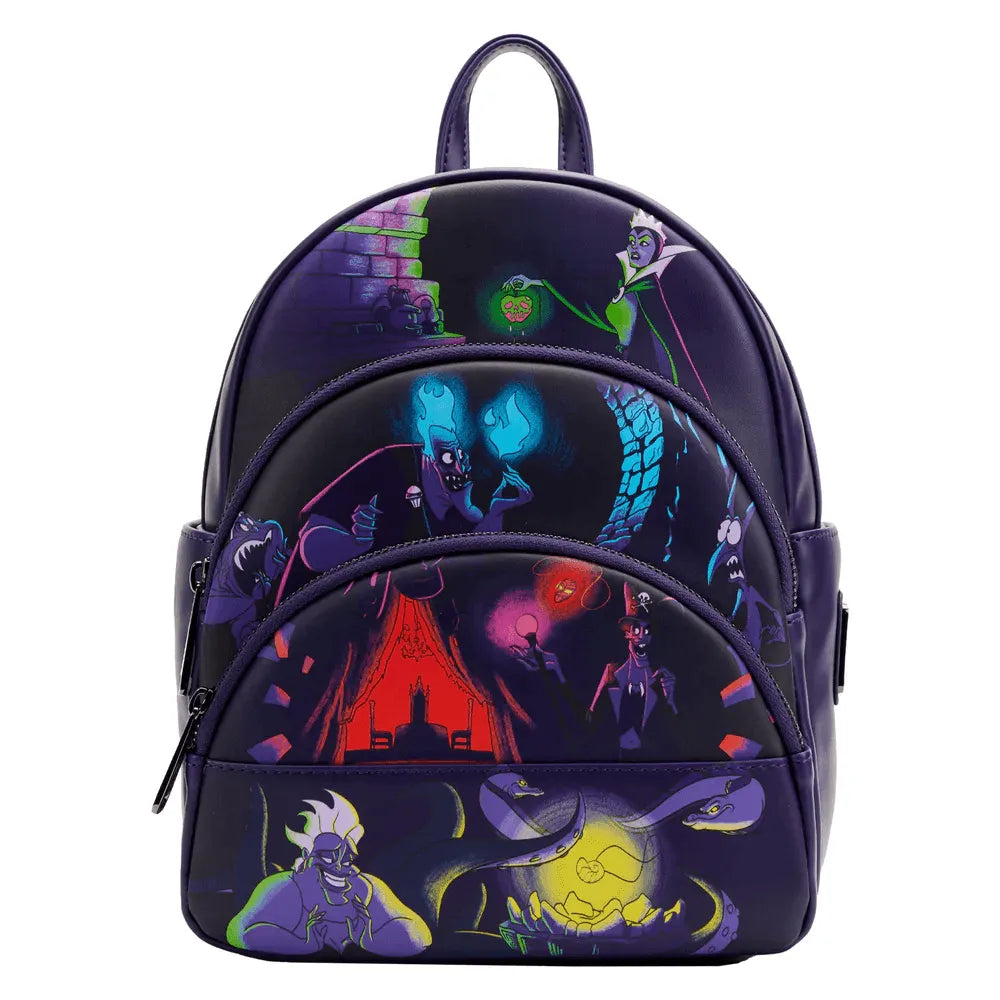 LOUWDBK2555 Disney Villains - Triple Pocket Glow Mini Backpack - Loungefly - Titan Pop Culture