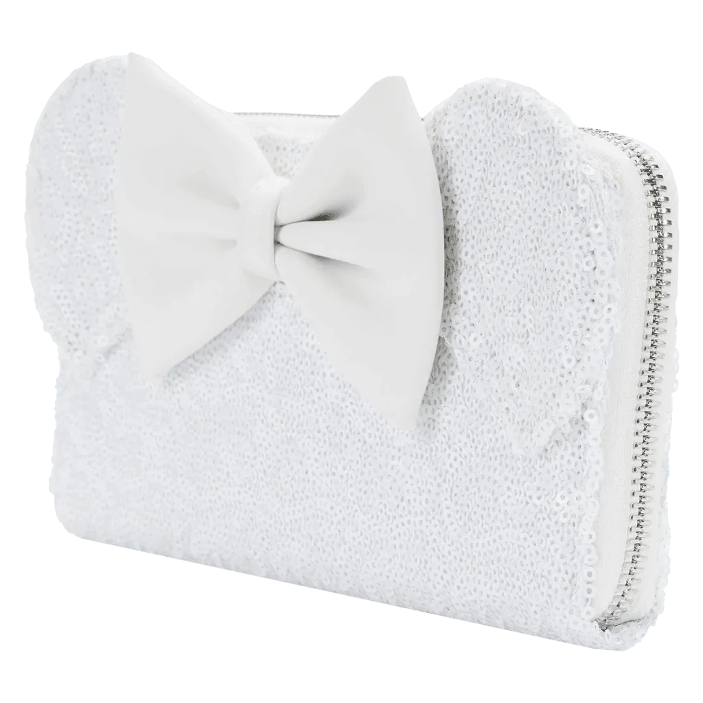 LOUWDWA2084 Disney - Minnie Mouse Sequin Wedding Zip Purse - Loungefly - Titan Pop Culture