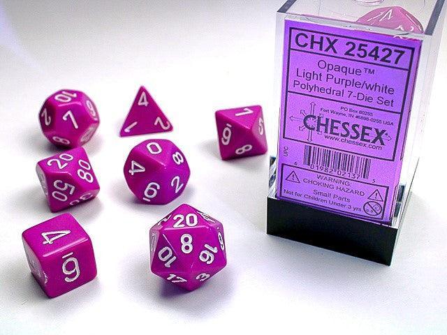 VR-27084 D7-Die Set Dice Opaque Polyhedral Light Purple/White (7 Dice in Display) - Chessex - Titan Pop Culture