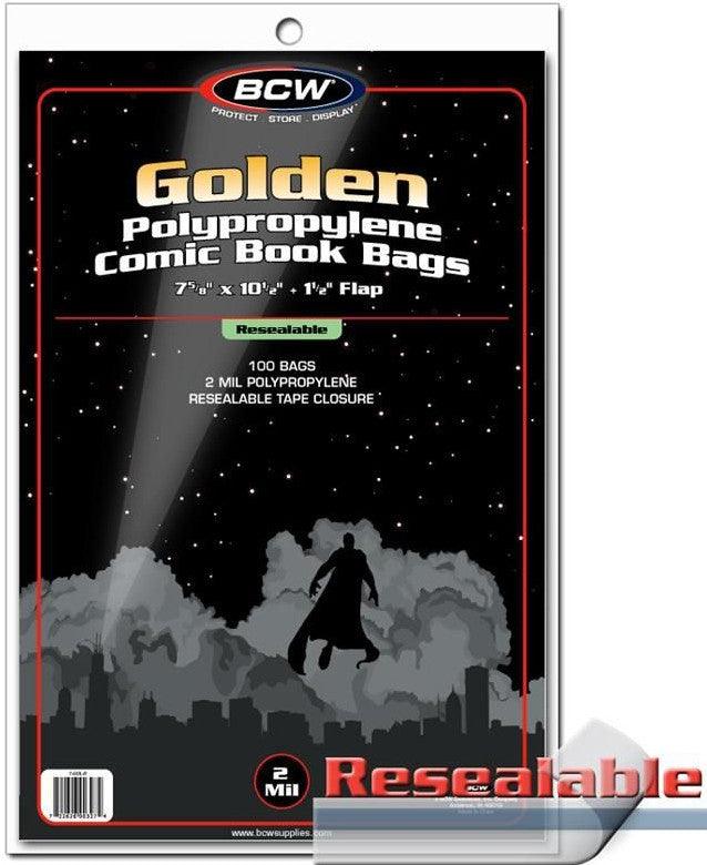 VR-39211 BCW Comic Book Bags Resealable Golden Age Comic Books (7" 5/8 x 10" 1/2) (100 Bags Per Pack) - BCW - Titan Pop Culture
