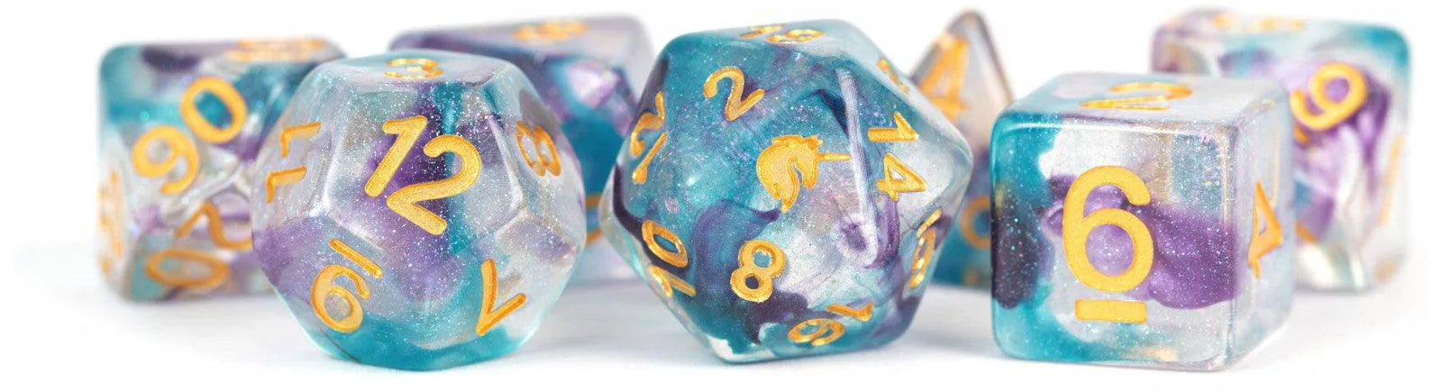 VR-78301 MDG Unicorn Resin Polyhedral Dice Set - Fancy Fae - FanRoll by Metallic Dice Games - Titan Pop Culture
