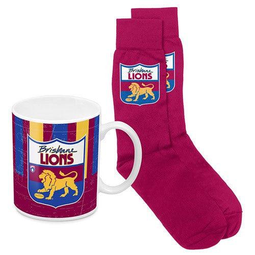 AFL Coffee Mug and Sock Pack Heritage Brisbane Lions